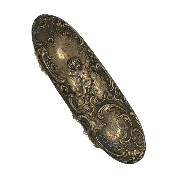 1900 ART NOUVEAU STERLING SILVER CHERUB Vanity Clothing Brush main image 7